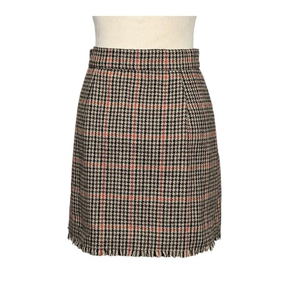 Urban Outfitters orange black houndstooth wrap mini skirt size Small - Picture 2 of 14